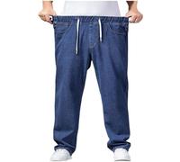 NIULI Jeans da uomo, elasticizzati, elasticizzati, per il tempo libero, Blu, 4XL