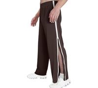 NIULI Pantaloni da allenamento da uomo, pantaloni da jogging laterali, apertura laterale, con chiusura lampo, per il tempo libero, casual, con tasca, marrone, L