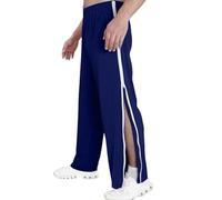 NIULI Pantaloni da allenamento per uomo, pantaloni da riabilitazione con cerniera completa, tasche, pantaloni da jogging da basket, apertura laterale, pantaloni a strappo, blu scuro, L