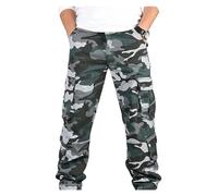 NIULI Pantaloni da jogging da uomo, con tasche multiple, per il tempo libero, in cotone, chino, pantaloni lunghi da uomo, Blu, 4XL