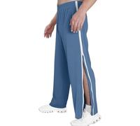 NIULI Pantaloni da jogging da uomo e da donna, con chiusura lampo, per riabilitazione, apertura laterale, pantaloni da allenamento a gamba larga, pantaloni sportivi, taglie M-3XL, Blu, L
