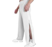NIULI Pantaloni da tuta da uomo con cerniera completa, pantaloni da jogging, pantaloni da riabilitazione, pantaloni a strappo, pantaloni per il tempo libero, pantaloni, bianco, M