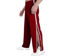 NIULI Pantaloni da tuta da uomo, pantaloni da riabilitazione, pantaloni da jogging con cerniera laterale, apertura completa, per palestra, sport, post chirurgia, lounge, con tasche, M-3XL, Rosso, M