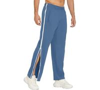 NIULI Pantaloni strappati da uomo con cerniera laterale, pantaloni sportivi aperti completi, pantaloni post-operatori con tasche, blu, XXL