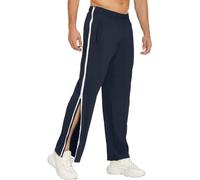 NIULI Pantaloni strappati da uomo con cerniera laterale, pantaloni sportivi aperti completi, pantaloni post-operatori con tasche, Blu navy, M