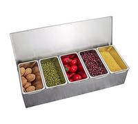 NiuLifeya Contenitore per ingredienti in acciaio inox, con 4/5 scomparti, con coperchio e griglia interna rimovibile per frutta, spezie, esche e müsli (5)