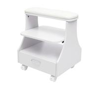 NiuLifeya Sgabello per pedicure e manicure, con cassetto, mobile per pedicure, pedicure e pedicure, sgabello con ruote, adatto per saloni di bellezza (bianco)