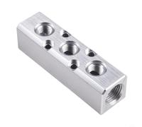 NiuLumea Alluminio Pneumatico Air Hose Manifold Block G14 Filettato Inline Splitter Compressore 4 5 6 Porte Argento (3 Vie)