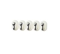 NiuLumea Appendiabiti da parete con 5 ganci per bagno, cucina e gioielli, in plastica ABS, compatto, 8,9 x 2,6 x 2,1 cm, placcato argento bianco