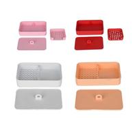 NiuLumea Contenitore per amido di mais per artigianato in argilla polimerica, 12 x 7 x 4 cm, scatola di plastica per frese per spolverare e mantenere in ordine lo spazio di lavoro, rosa