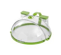 NiuLumea Copertura pieghevole per microonde per piatti da 25,4 cm, materiale PC con manico, sfiato regolabile e scatola dell'acqua nascosta, verde + trasparente