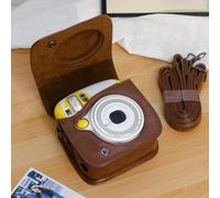 NiuLumea Custodia da viaggio per fotocamera Instax per mini 25 marrone da | Tracolla regolabile, comfort a tracolla, mani libere, adatta ai viaggi, per un uso versatile
