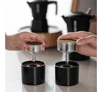 NiuLumea Distributore di caffè Moka Pot con strumento di livellamento regolabile in altezza, base a imbuto dosatore in ABS, compatibile con meno di 68 mm di diametro e 50 mm di altezza, nero
