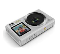 NiuLumea Fotocamera digitale 5K con doppio schermo da 2,8" e 1,5", zoom digitale 18x, interpolazione 80MP, sensore CMOS, trasferimento Wi-Fi, Vlogging e viaggi