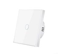 NiuLumea Interruttore touch WiFi 1 banda per casa ufficio singolo Live Wire | Pannello in vetro temperato, resistente ai graffi, aspetto elegante, luce di stato a LED, rosso su blu spento