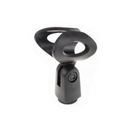 NiuLumea Morsetto a clip per microfono con adattatore da 5/8" a 3/8", palmare per microfono dinamico cablato o wireless, in plastica nera con bloccaggio da 25-46 mm per gamma compatibile con serie 58