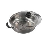 NiuLumea Pentola in acciaio inox con coperchio in vetro e doppi manici per zuppe, stufati, cottura calda - distribuzione uniforme del calore, pentole in argento durevoli e antiruggine