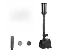 NiuLumea Pompa a fontana regolabile con 3 ugelli, pompa sommergibile per acqua da 600 l/h, per laghetto da giardino, filtro integrato, controllo del flusso, nero (HJ-743)