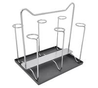 NiuLumea Stendibiancheria per tazze con vassoio scolapiatti per tazze, bicchieri e bottiglie, organizer da scrivania salvaspazio in acciaio inox e plastica, asta di supporto curva, 6 ganci