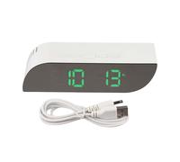 NiuLumea Sveglia a LED a forma di goccia con display orario e temperatura, specchio per trucco, formato 12/24 ore, calendario perpetuo, per display con oscuramento automatico, USB o 3 batterie AAA