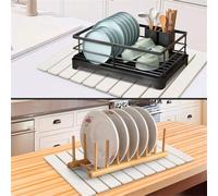 NiuLumea Tappetino scolapiatti pieghevole e assorbente, in terra di diatomee, 40 x 30 cm, bianco