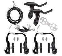 NiuLumea V-Brake Set Mountain per bicicletta, in lega di alluminio per freni con leve del freno, cavi e strumenti, per telai dei freni a V, 1 paio (nero)