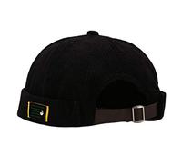 niumanery Unisex Letters Label Velvet Beanie Docker cap Retro Rolled Cuff Sailor Skull Hat Black