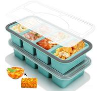 Niuny Contenitore per congelamento, per zuppe, per cubetti di ghiaccio, 2 pezzi, in silicone, con coperchio, 1000 ml, in silicone, per zuppe, brodi, salsa, cubetti di ghiaccio
