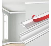 Niuny Listelli da soffitto autoadesivi da 5 m, in stucco, autoadesivi, bianchi, flessibili, listello decorativo a triangolo in TPE (3 m)