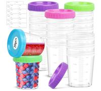 Niuny Scatola per alimenti Piccolo barattolo per conservare il bambino con scala, 20 pezzi, 120 ml, piccola scatola di plastica con coperchio ed etichette riutilizzabili trasparenti per frutta yogurt