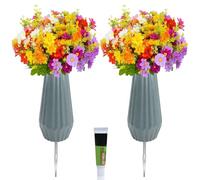 Niuny Vasi Per Cimitero 2pcs Vaso Per Tomba Da Cimitero In Plastica Vaso Funebre Con Picchetto Vasi Funerari Vasos Plastica Per Tomba Decorazione Per Tombe Per Cimiteri e Commemorazioni (Tipo C)