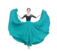 NIUSABOU abito da balletto femminile, Gonna da danza del ventre a doppio strato in chiffon da donna, 720 gradi, multicolore, diverse taglie(Green,XL Length100cm)