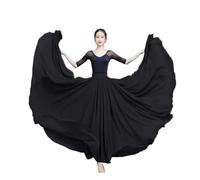NIUSABOU abito da balletto femminile, Gonna da danza del ventre a doppio strato in chiffon da donna, 720 gradi, multicolore, diverse taglie(Black,XL Length100cm)