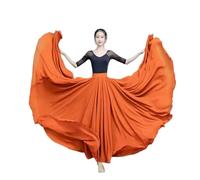 NIUSABOU abito da balletto femminile, Gonna da danza del ventre a doppio strato in chiffon da donna, 720 gradi, multicolore, diverse taglie(Orange,XL Length100cm)