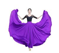 NIUSABOU abito da balletto femminile, Gonna da danza del ventre a doppio strato in chiffon da donna, 720 gradi, multicolore, diverse taglie(Light Purple,XL Length100cm)