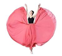 NIUSABOU abito da balletto femminile, Gonna da danza del ventre a doppio strato in chiffon da donna, 720 gradi, multicolore, diverse taglie(Watermelon Red,XL Length100cm)