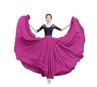 NIUSABOU abito da balletto femminile, Gonna da danza del ventre a doppio strato in chiffon da donna, 720 gradi, multicolore, diverse taglie(Deep Pink,XL Length100cm)