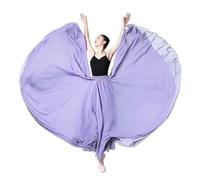 NIUSABOU abito da balletto femminile, Gonna da danza del ventre a doppio strato in chiffon da donna, 720 gradi, multicolore, diverse taglie(Purple,XL Length100cm)