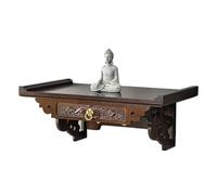 NIUSABOU Altare in legno per Buddha, Mensola da parete for altare del Buddha con gancio e supporto for statua a cassetto retrattile, dimensioni multiple(60cm)