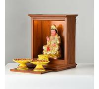 NIUSABOU Altare in legno per Buddha, Santuario dell'altare del Buddha for Guan Gong, dio della ricchezza, montato a parete, in legno di noce, dimensioni multiple(Walnut,61x51cm/24x20in)