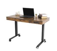 NIUSABOU Altezza della scrivania in piedi regolabile, Computer Workstation on Wheels, Adjustable Sit to Stand Up Desk Workstation, Computer Table with Drawers and Memory Function