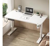 NIUSABOU Altezza della scrivania in piedi regolabile, Scrivania regolabile in altezza con prese, scrivania for computer da ufficio con 3 funzioni di memoria e ricarica wireless(120x60cm)