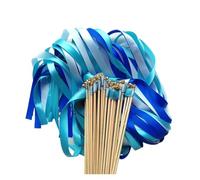NIUSABOU Bastoncini con Nastri per Matrimoni, Bacchette a Nastro con campanelli Multicolori, 20/50 Pezzi, for Decorazioni for Feste di Matrimonio(Blue,20pcs)