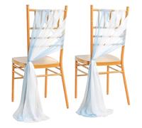 NIUSABOU Decorazioni per Matrimoni Fiocchi per sedie, Telai for Sedia in Chiffon Multicolore, 20 Pezzi, Decorazione di Nozze, Festa, Banchetto, Evento(Sky Blue And White)