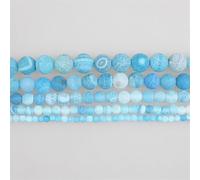 NIUSABOU di pietre naturali, Perline rotonde sciolte in pietra naturale di agata blu cielo anticata da 4 mm-14 mm, for la creazione di gioielli(8mm around 46beads)