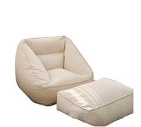 NIUSABOU Divano Lazy Floor, Poltrona a sacco pigra Schienale for poggiapiedi multicolore in velluto bifacciale(White,Footstool)