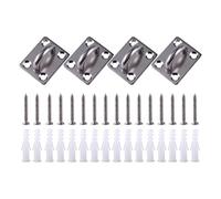 NIUSABOU Ganci con piastra a occhiello per sospensione, 4 ganci a occhiello in acciaio inossidabile argentato for montaggio a parete e soffitto, portata 300 libbre, diverse dimensioni(5cmx4cm)