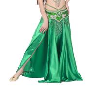 NIUSABOU Gonna Lunga Maxi per Danza del Ventre, Gonna da Danza del Ventre con Pannello in Raso Donna, Gonna Doppia 2 Spacchi Laterali, Multicolore(En8)