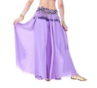 NIUSABOU Gonna Lunga Maxi per Danza del Ventre, Gonna da Donna for Danza del Ventre a 2 Strati con Spacco Laterale in Chiffon a Cerchio Intero Multicolore(Light Purple Purple)