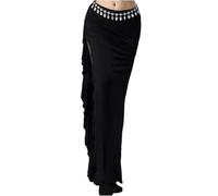 NIUSABOU Gonna Lunga Maxi per Danza del Ventre, Gonna da Pratica di Danza del Ventre in Modale Donna con Spacchi Laterali, Multicolore, Taglie Multiple(Black,M)